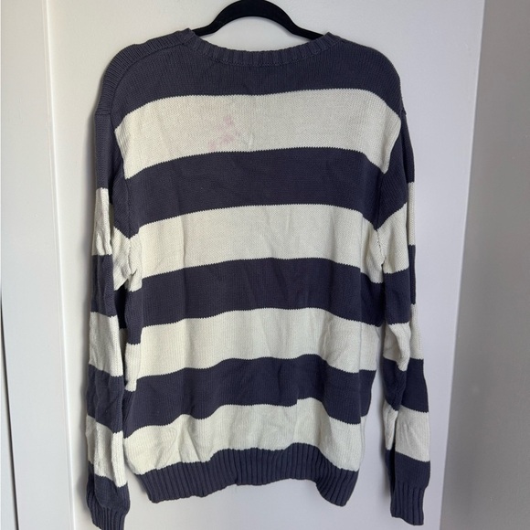 Brandy Melville Navy and White Striped Crewneck knit Sweater - Picture 4 of 6
